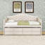 Twin Two Drawers Wooden Daybed with Trundle and Upholstered Backrest-2009841612
