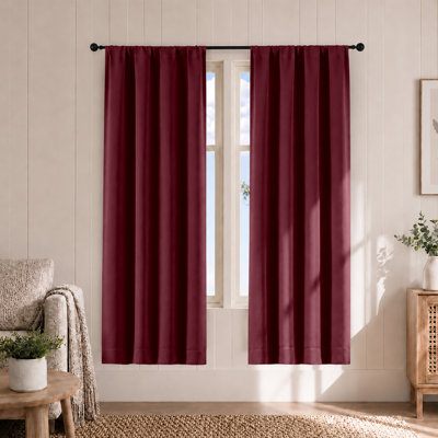 Burgundy Blackout Curtains for Bedroom 63 Inch Length 2 Panels Set, Nursery Thermal Insulated Energy Saving Rod Pocket Window Treatment Curtains Blackout Drapes, W40 x L63 Inch