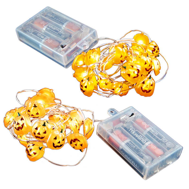 Battery Operated LED Mini String Lights with Jack O' Lanterns