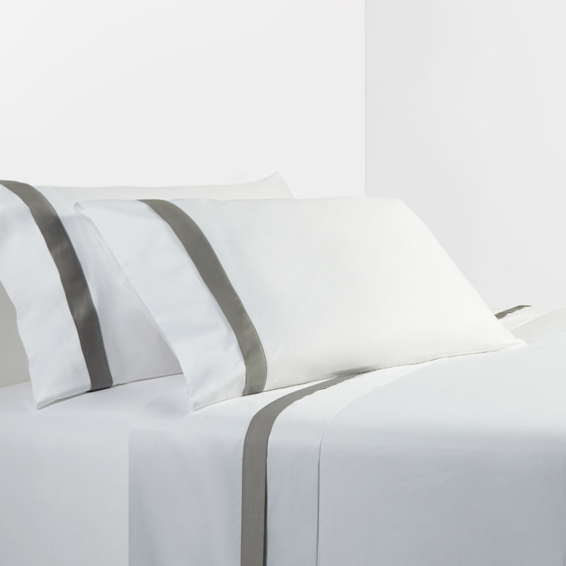 Flange Sheet Flange Border Accent 350 Thread Count Modern Classic Sheet Set, King Sheet Set + 1 Fitted Sheet + 2 Pillowcases