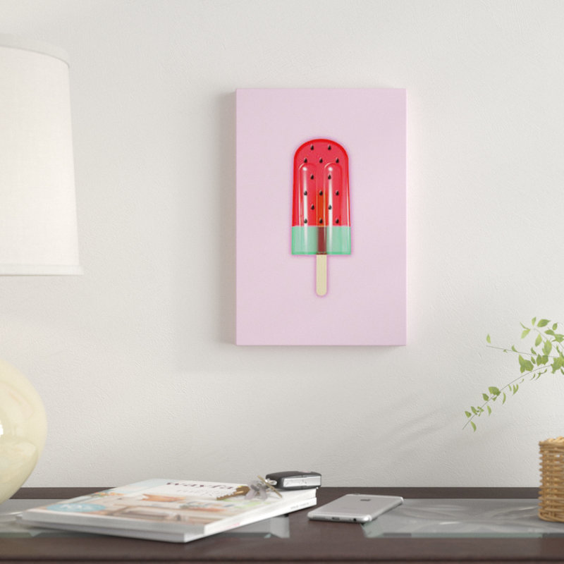« pastèque popsicle », impression sur toile tendue, H 60 po x l 40po x P 1,5 po, Pas de tapis, Toile tendue