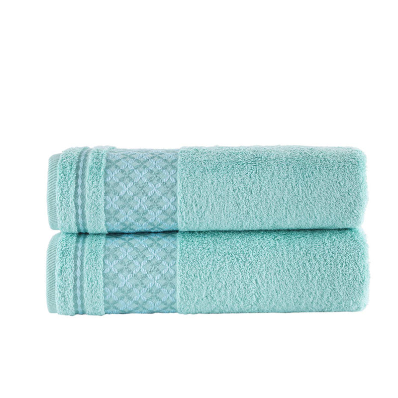 KAFTHAN Textile Plaid Turkish Cotton Bath Towels, Turquoise