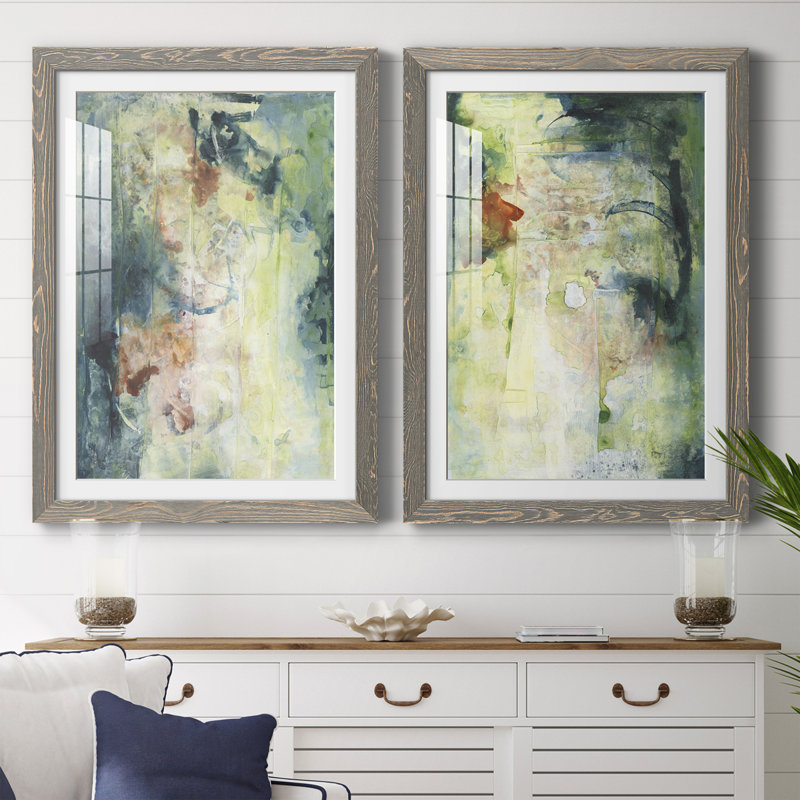 Nature's Elements I " Nature's Elements I " 2 - Pieces Painting Print, Grey Framed, 31.5" H x 23.5" W x 1" D