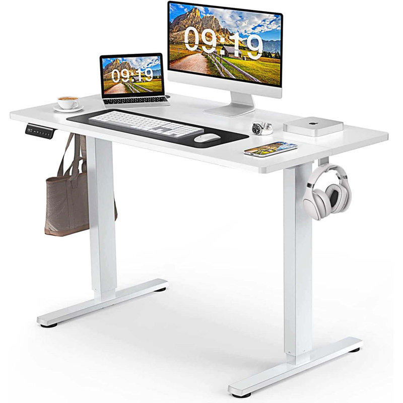 Bureau debout à hauteur ajustable Marther, Blanc, H 28 po x l 48 po x P 24 po