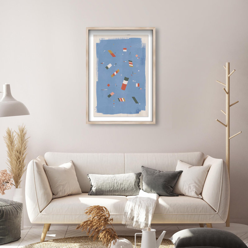 Oliver Gal Floating Blocks Abstract - Luxury Shadowbox Framed Wall Art, 47" H x 32" W, Cream