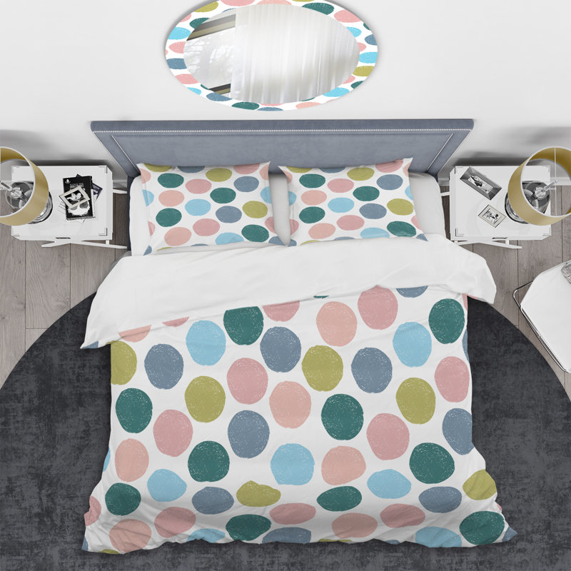 Ensemble de housse de couette en microfibre rose / vert / bleu 3 pièces, Housse de couette double / grand + 2 taies décora
