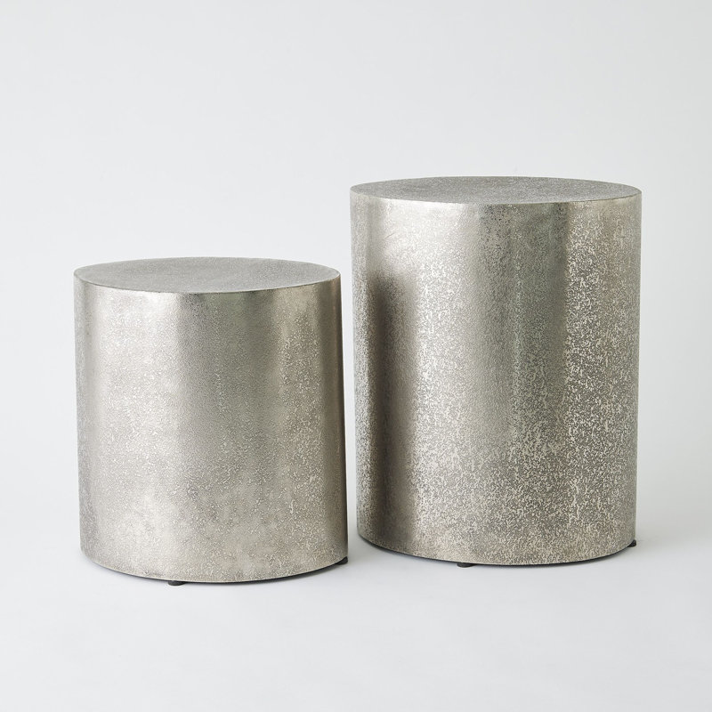 Texture End Table, 15" H x 14" W x 12" D, Antique Nickel
