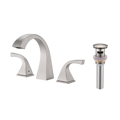 2-Handle Bathroom Sink Faucet With Drain, Brushed Nickel