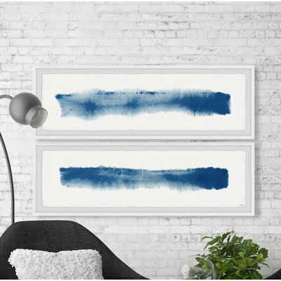 « Bluish Tone »-ensemble de 2 reproductions d’art encadrées sur papier