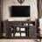 Embossed Pattern TV Stand, TV and Media Console with Open and Closed Storage Space,Entertainment Center