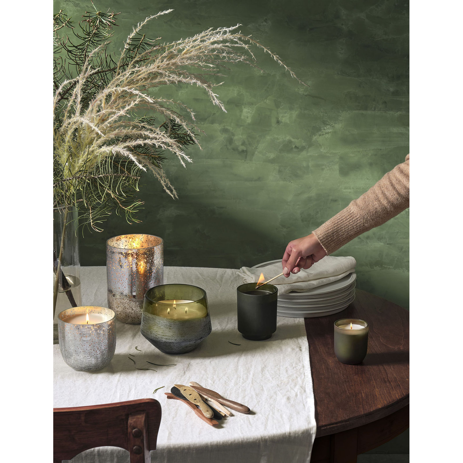 Noble Holiday Balsam & Cedar Candle, Refillable Boxed Glass
