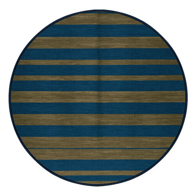 Tapis bleu à rayures horizontales lavable à la machine