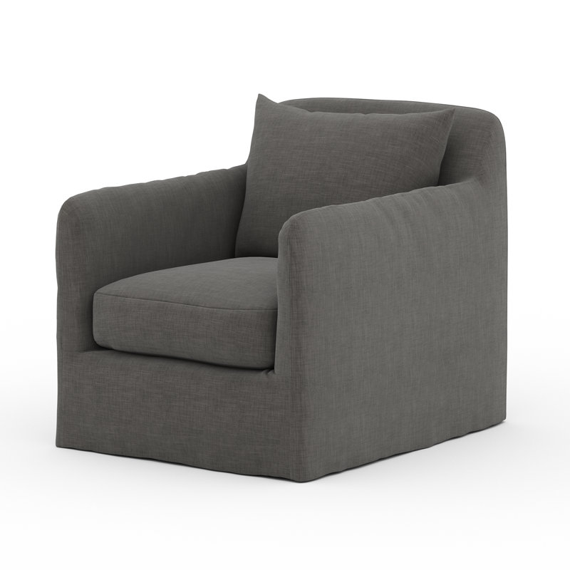 Dade Swivel Slipcovered Armchair, Charcoal