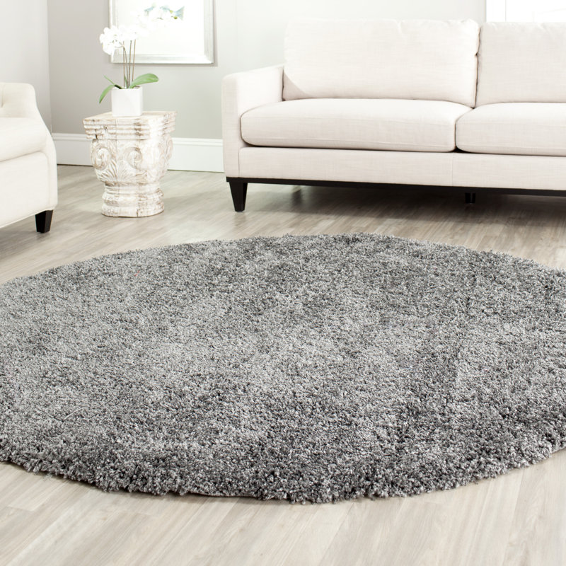 Delane Dark Gray Area Rug, Round 4'