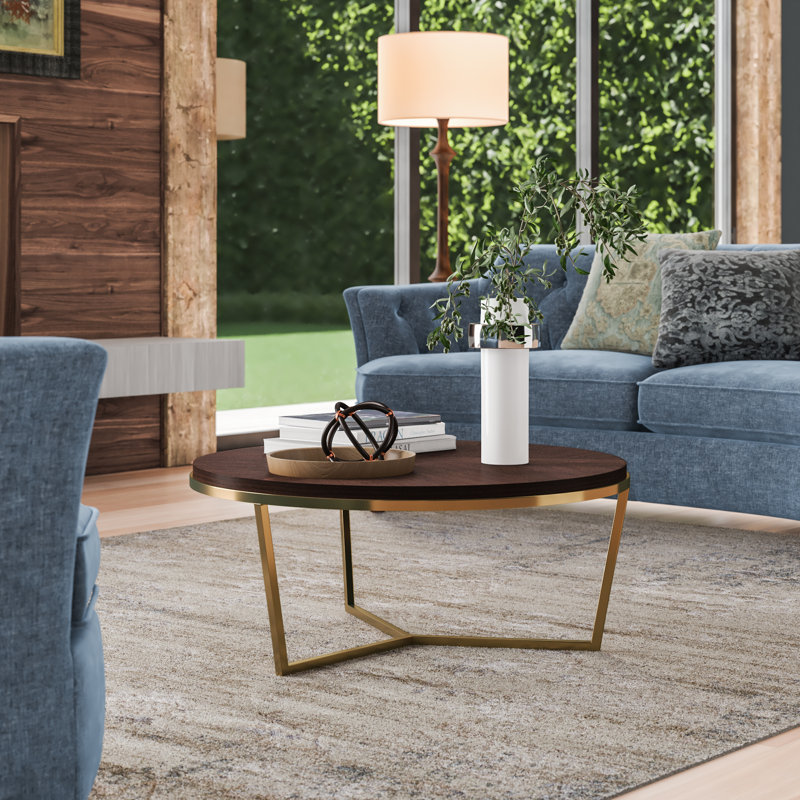 TA Studio Cocktail Table, Dark Gray, Brushed Brass