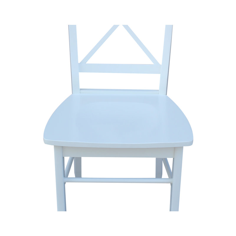 Dugazon Duante Solid Wood Cross Back Side Chair, Bright White