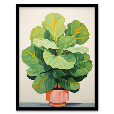 Full Bodied Fiddle Leaf Fig Green Pink - Single Picture Frame Print