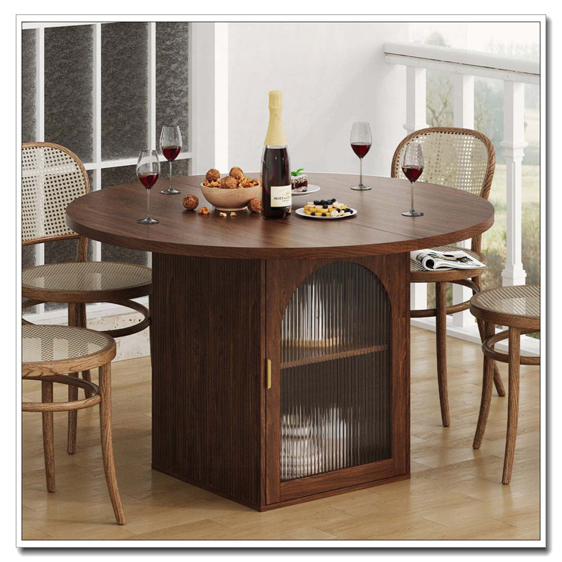 George Oliver 47 Inch Round Dining Table with Storage Cabinet - Wayfair ...
