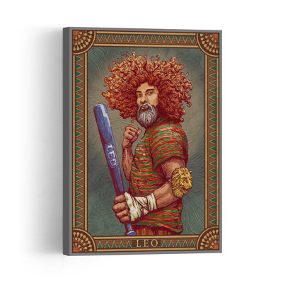 Powerful Leo Champion Retro Vintage Bat Lion Portrait Wall Art Print by Olga Galeeva - Wrapped Canvas Print