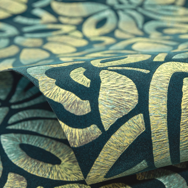 Pepper Embossed Fabric Brussels Lace Lana Wallpaper Roll, Green