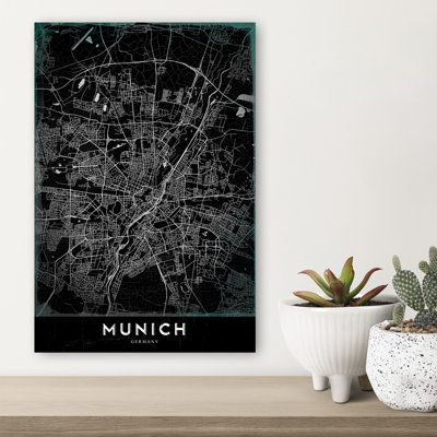 Munich, ville sombre, carte rétro, impression d'art rétro