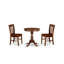  Ensemble de table de cuisine 3 pièces pour petits espaces comprenant une table de salle à manger ronde avec piédestal et 2 chaises de salle à manger, 30 x 30 pouces, acajou-1314434311-1245850654