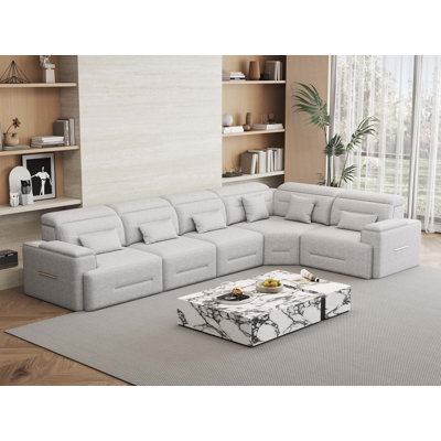 Power Recliner Sofa Set With Electric Reclining Function, Adjustable Headrest, Built-In Bluetooth Speakers, USB Ports, Wireless Charging, And Hidden Storage Console.