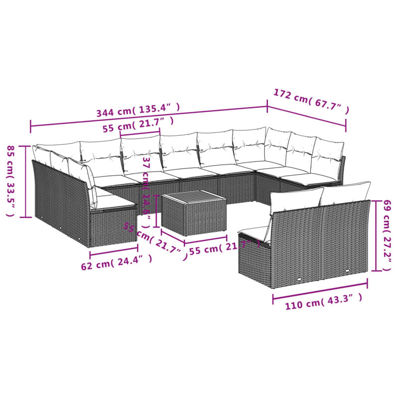 Ensemble de canapé de jardin Vidaxl