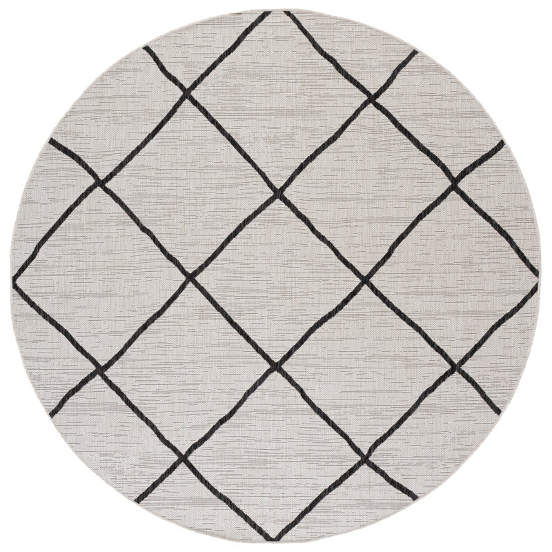 Tapis d'intérieur / extérieur à motif géométrique Courtyard Performance, Rond 6 pi 7 po