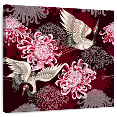 Brampt Red Chrysanthemum Cranes
