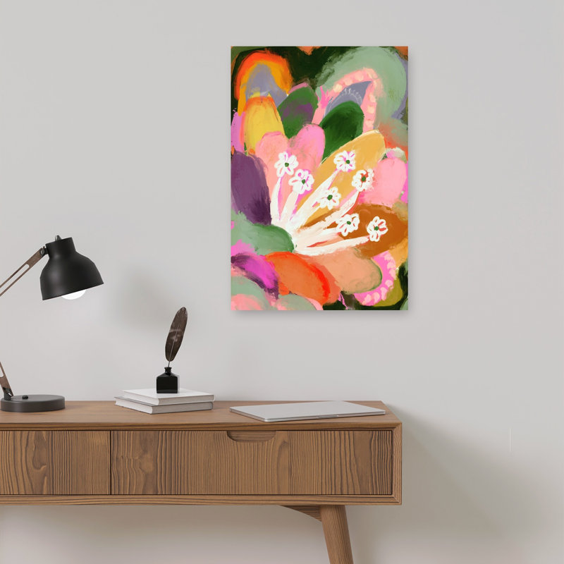 Blooming Whispers Abstract Bold Colorful Flower Nature Wall Art Print, 45.72cm H x 30.48cm W