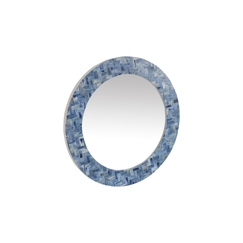 Arnav Bone Inlay Round Flat Wall Mirror