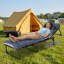 Lit de camp pliable pour adultes avec matelas, lit de camp pliant robuste avec oreiller réglable à 5 angles pour le soutien de bureau de randonnée 400 lb, bleu-134018238