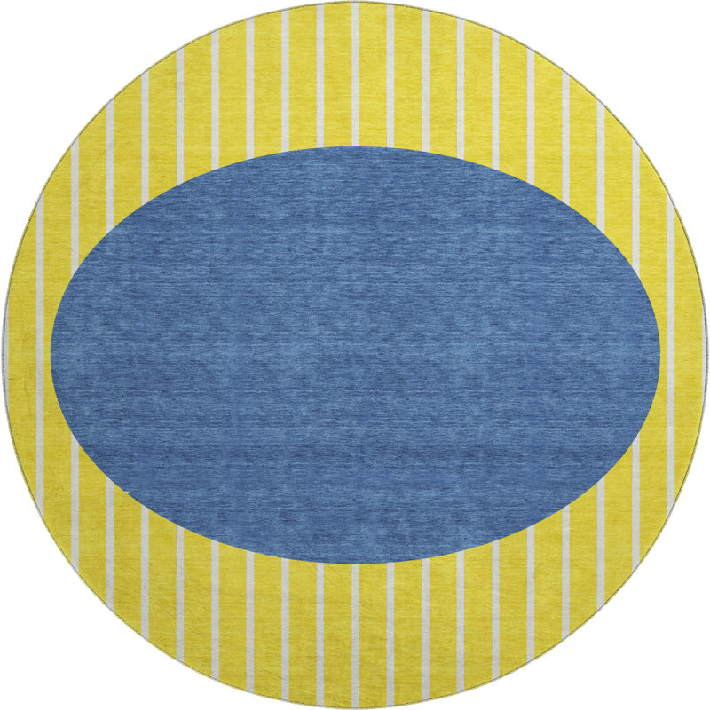 Premium Machine Washable Naglee AMF994 Stripes Rug, Round 8'