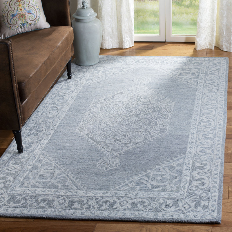 Jones Street Hand Tufted Wool/Cotton Oriental Rug in Gray, Rectangle 5' x 8'