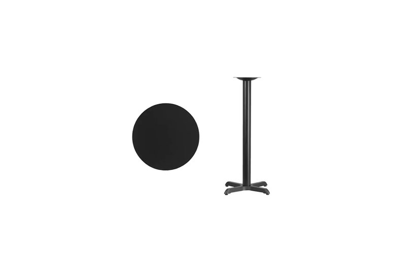 42'' Round Black Laminate Bar Height Table with X-Base