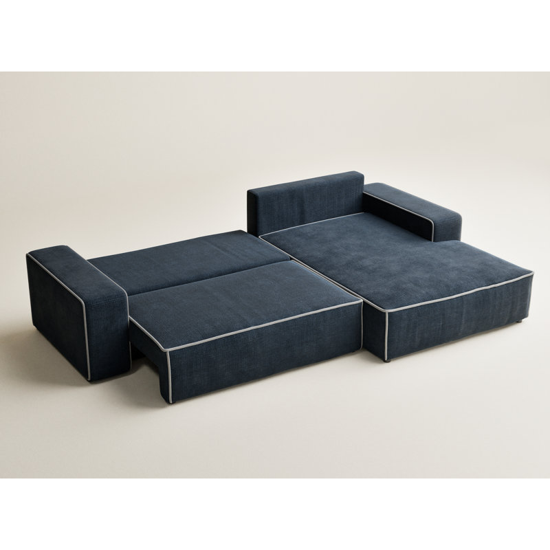 5 Seater Reclining Corner Sofa , Right Hand Facing, Navy/Grey PolyesterChenille