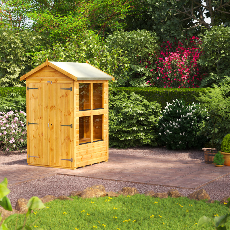 Powersheds 4 x 4ft Timber Tongue & Groove Potting Shed, Double Doors