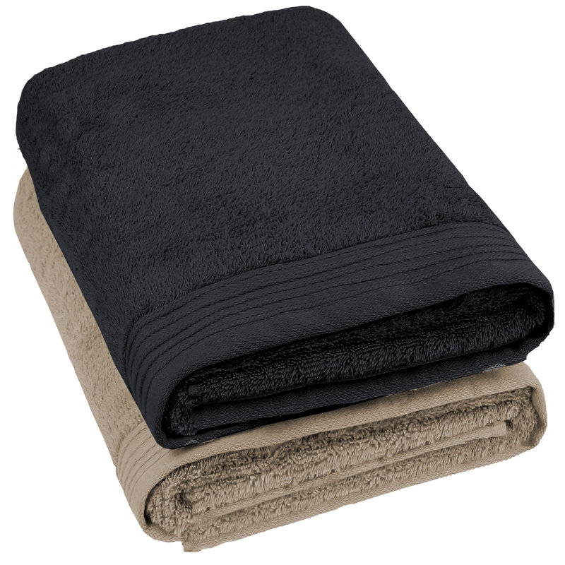Lorena Midweight Bath Sheet, Black/Sand