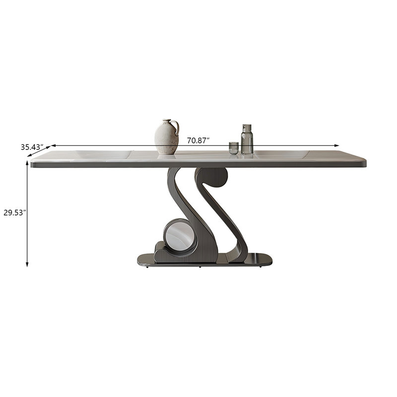 Table de salle à manger en acier inoxydable, H 29,53 po x L 70,87 po x l 35,43 po