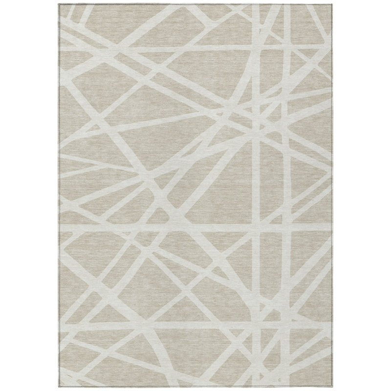 Tapis intérieur / extérieur lavable beige et ivoire HomeRoots 9 pi x 12 pi