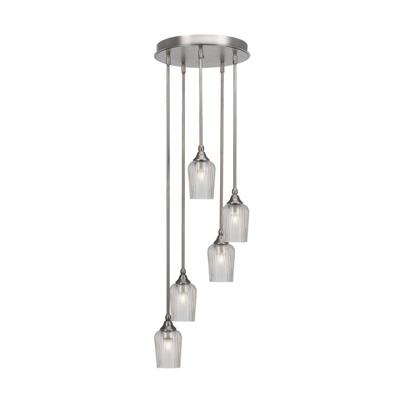 Luminaire suspendu suspendu en grappe 5 lumières Empire avec verre de 5 po Empire, H 12,75 po x l 14,5 po x P 14,5 po