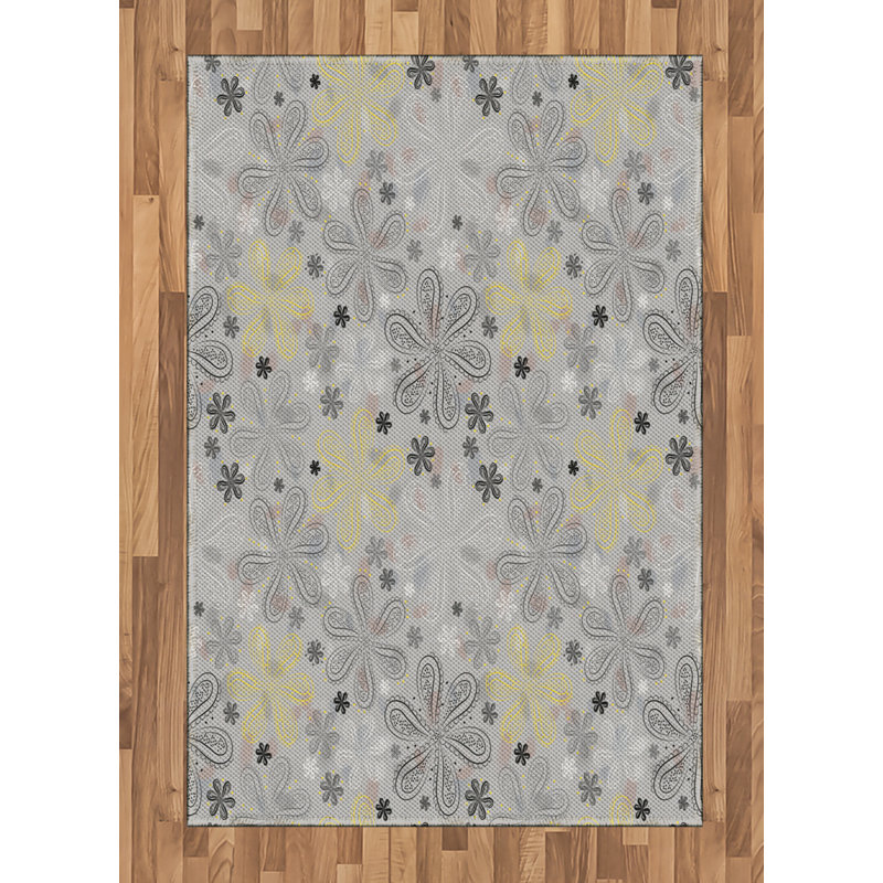 Gray High Density Long Fiber Poly Threads Decorative Area Rug Carpet, Rectangle 4' x 5'8"