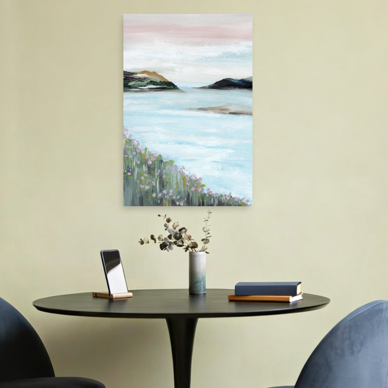 Seren Coastal Blossoms Dreamy Peaceful Serene Coastal, art mural, 24" H x 16" W