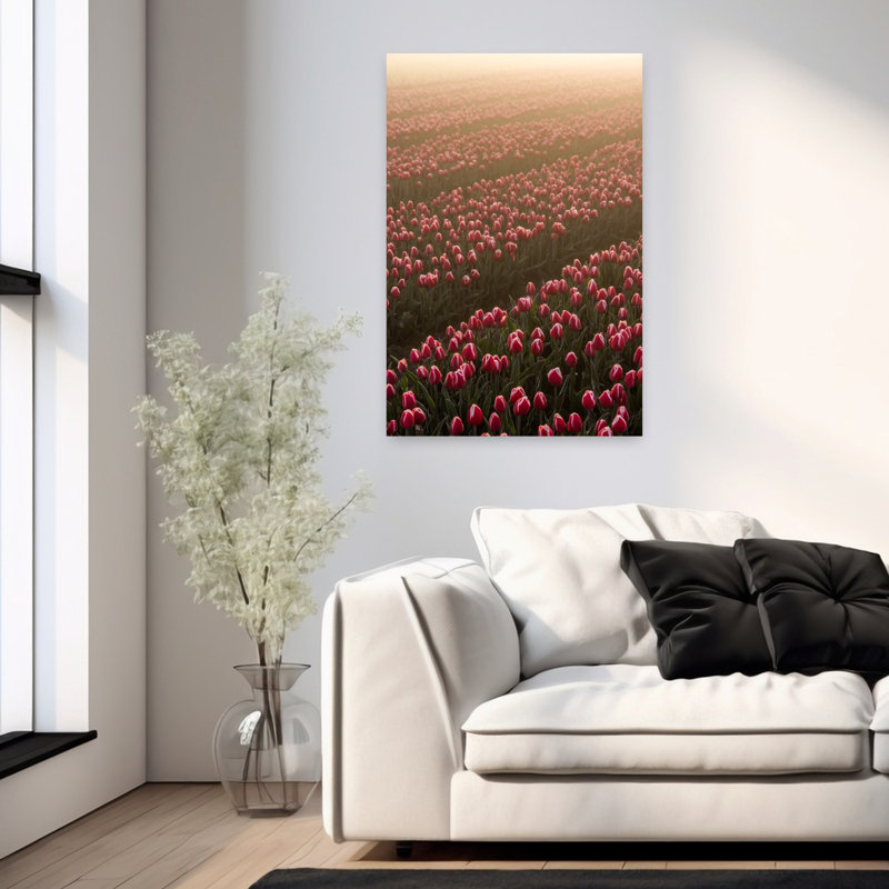 Art contemporain contemporain abstrait tulipe fleur nature, H 36 po x l 24 po