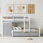 Double sur simple pin massif & amp; Lit superposé en MDF avec tiroirs, sans sommier, gris pour dortoir