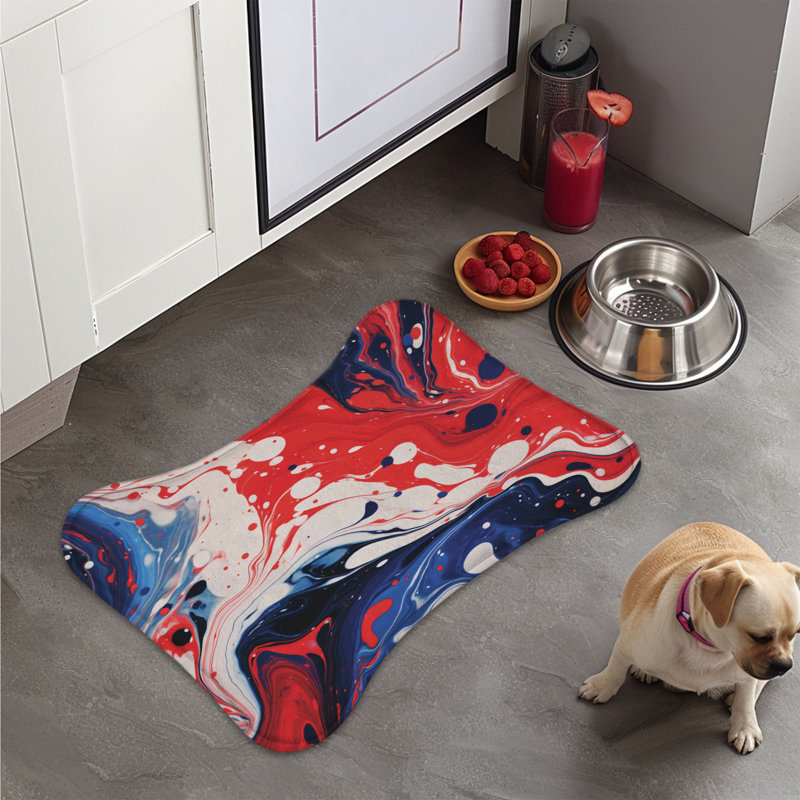 Tapis d'alimentation rouge, blanc, bleu et tourbillons - 1 pièce, XL (18 po)
