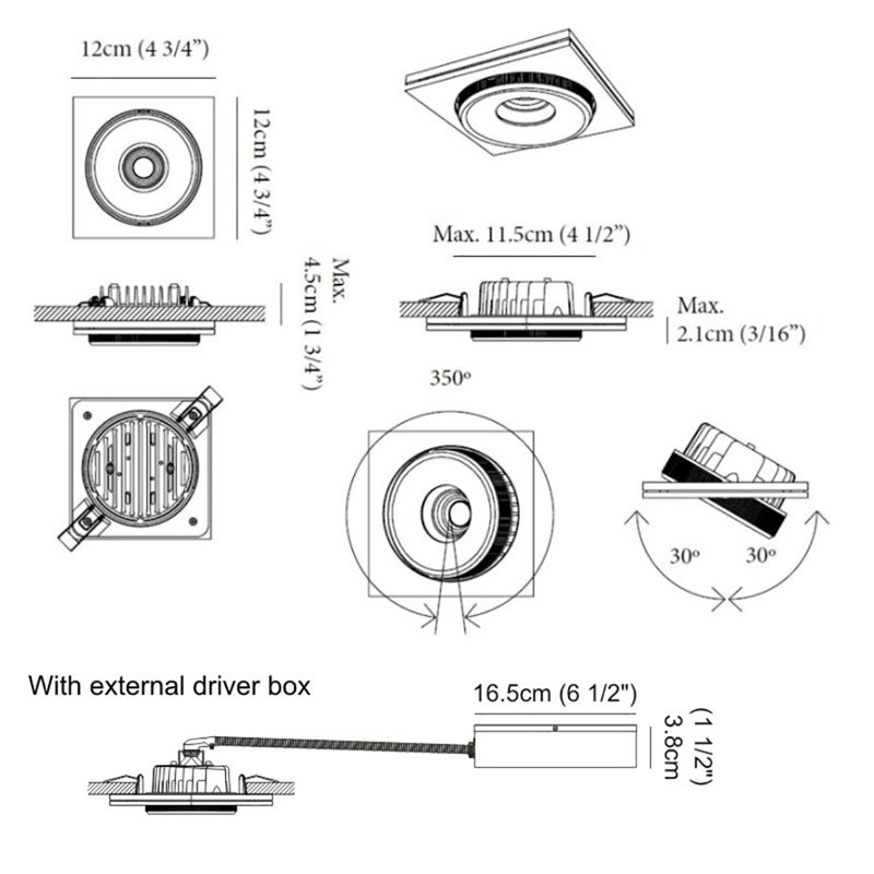 Marc Square White Aluminum 10W LED Recessed Ceiling Light