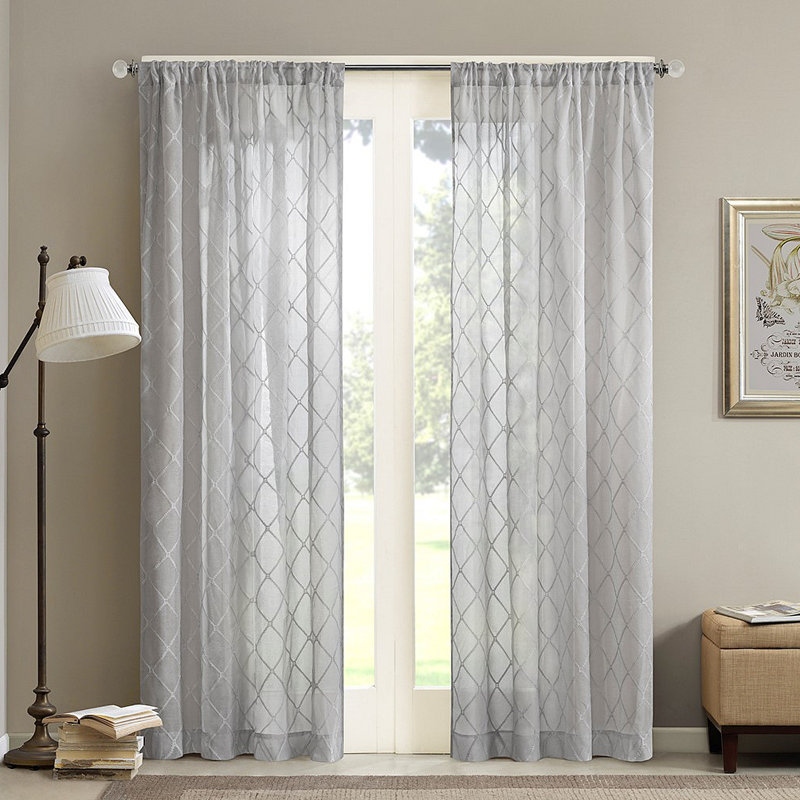 Panneau de rideau transparent Diamond (seulement 1 panneau PC), Blanc, L 50,06 po x L 95,04 po