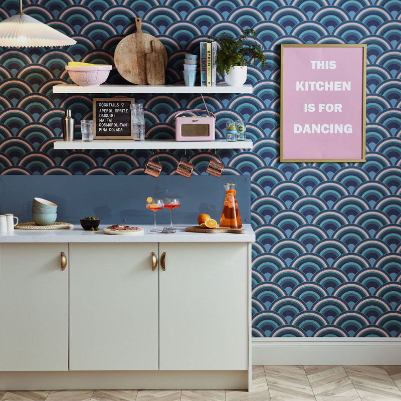 Geometric Wallpaper Double Roll, Surf